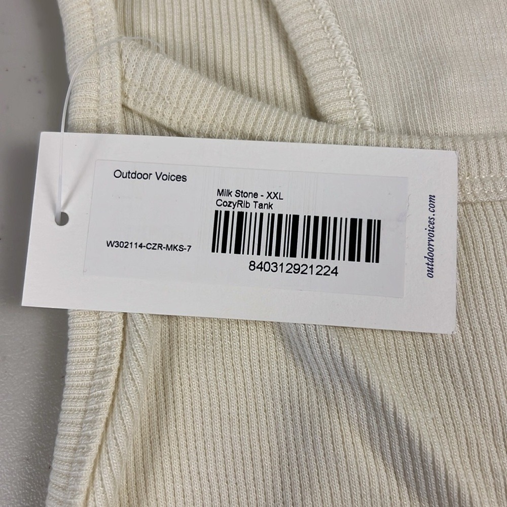 Outdoor Voices CozyRib Tank Milk Stone Off White High Neck Racerback XXL NEW - Picture 5 of 16